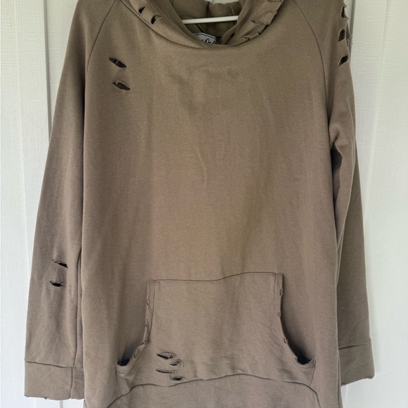 Distressed Tan Hoodie - Picture 1 of 3